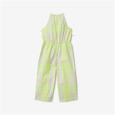 burberry check trim cotton jumpsuit